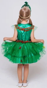 Детский карнавальный новогодний костюм «Елочка Зеленая» для девочек