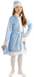 Детский карнавальный новогодний костюм «Снегурочка» (плюш) для девочки