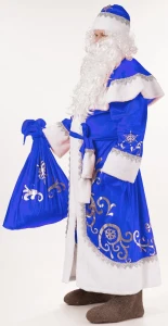 Новогодний костюм «Дед Мороз» (синий плюш) для взрослых
