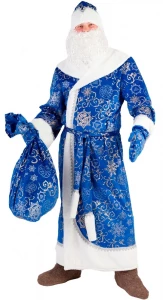 Карнавальный костюм «Дед Мороз» (синий плюш) для взрослых