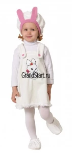Детский карнавальный костюм «Зайка» (бело-розовая) для девочек