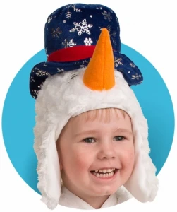 Детская маскарадная Шапочка «Снеговичок» для девочек и мальчиков