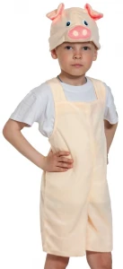 Карнавальный костюм «Поросёнок» бежевый (плюш) детский