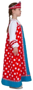 Детский карнавальный костюм «Алёнушка» (в красном) для девочек