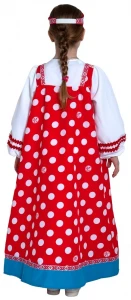 Детский карнавальный костюм «Алёнушка» (в красном) для девочек
