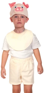 Карнавальный костюм «Поросёнок» бежевый (лайт) детский