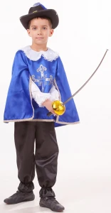 Карнавальный костюм «Мушкетёр» (синий) детский