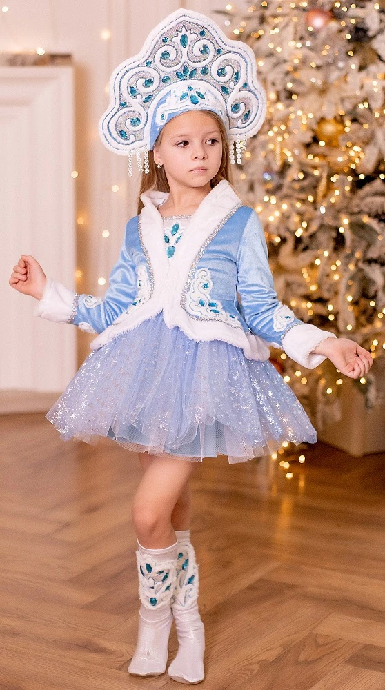 Детский карнавальный костюм Снегурочка «Полина» для девочек