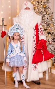 Детский карнавальный костюм Снегурочка «Полина» для девочек