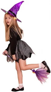 Карнавальный костюм «Ведьма» (с метлой) для девочек