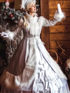 Аниматорский костюм «Снегурочка» (серебряная) женский