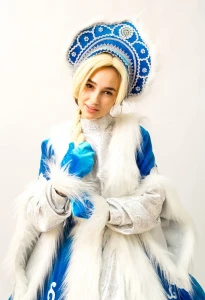 Новогодний костюм «Снегурочка» (голубая) для аниматоров