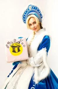 Новогодний костюм «Снегурочка» (голубая) для аниматоров