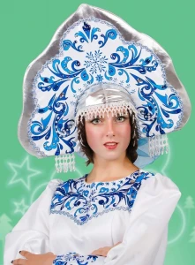 Карнавальный костюм Снегурочка «Гжель» женский
