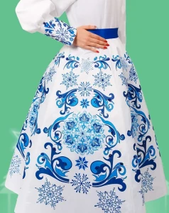 Карнавальный костюм Снегурочка «Гжель» женский