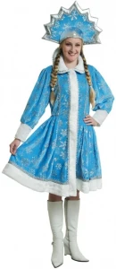 Карнавальный костюм «Снегурочка» (с кокошником) женский