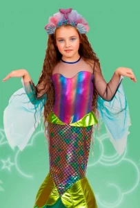 Карнавальный костюм Русалочка «Морская» (с ободком) для девочек
