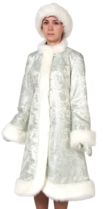 Карнавальный костюм Снегурочка «Серебро» (парча) женский