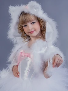 Карнавальный костюм «Кошка» (белая) для девочки