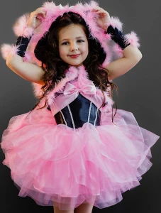 Карнавальный костюм «Кошка» (розовая) для девочки