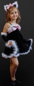 Карнавальный костюм «Кошка» (черная) для девочки
