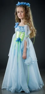 Карнавальный костюм «Весна» (голубая) для девочки
