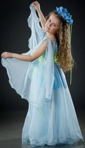 Карнавальный костюм «Весна» (голубая) для девочки