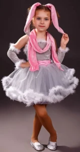 Карнавальный костюм «Зайчик» (серый) для девочки
