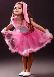 Карнавальный костюм «Зайчик» (розовый) для девочки
