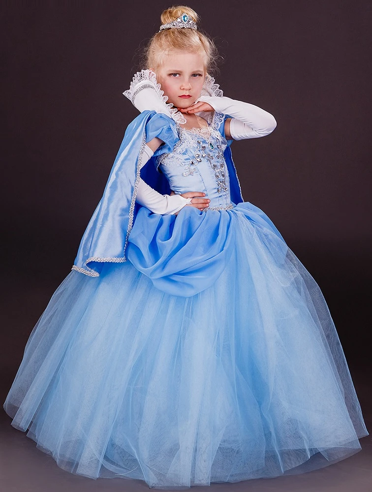 Карнавальный костюм «Золушка» (голубая) для девочки