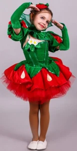 Карнавальный костюм «Клубничка» для девочки