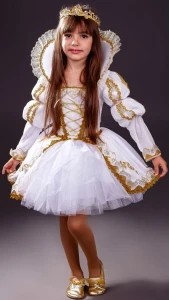 Карнавальный костюм «Королева» (в белом) для девочки