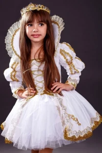 Карнавальный костюм «Королева» (в белом) для девочки