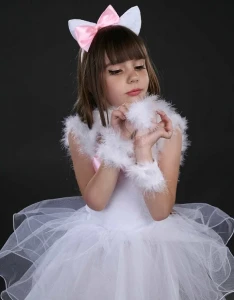 Маскарадный костюм «Кошка» (белая) для девочки