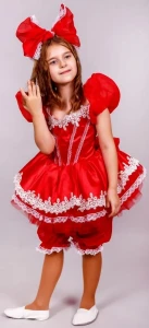 Карнавальный костюм «Кукла» (в красном) для девочки