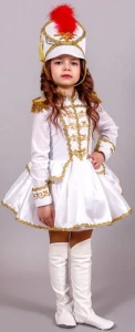 Карнавальный костюм «Мажоретка» (в белом) для девочки