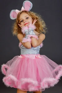 Карнавальный костюм «Мышка» (в розовом) для девочки