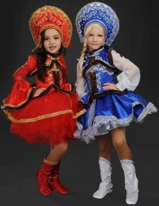 Карнавальный костюм «Русская Красавица» (в синем) для девочки
