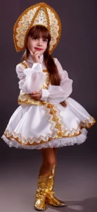 Карнавальный костюм «Русская Красавица» (в белом) для девочки