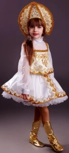 Карнавальный костюм «Русская Красавица» (в белом) для девочки