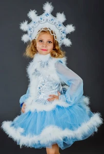 Карнавальный костюм «Снегурочка» (в голубом) для девочки