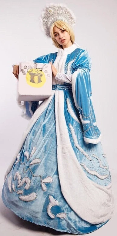 Новогодний костюм «Снегурочка» (голубая) женский