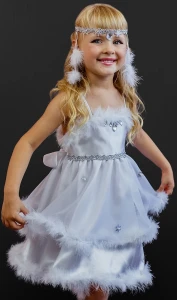 Маскарадный костюм «Снежинка» (белая) для девочки