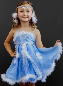 Новогодний костюм «Снежинка» (голубая) для девочки