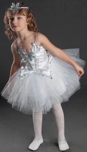 Маскарадный костюм «Снежинка» (серебро) для девочки
