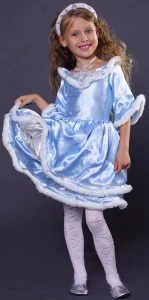 Карнавальный новогодний костюм «Снежинка» (голубая) для девочки