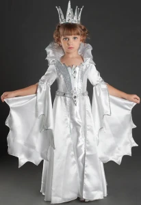 Карнавальный костюм «Снежная Королева» (серебро) для девочки