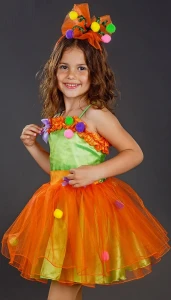Маскарадный костюм «Хлопушка» (оранжевая) для девочки