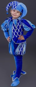 Карнавальный костюм «Шут» (в голубом) для мальчика