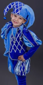 Карнавальный костюм «Шут» (в голубом) для мальчика
